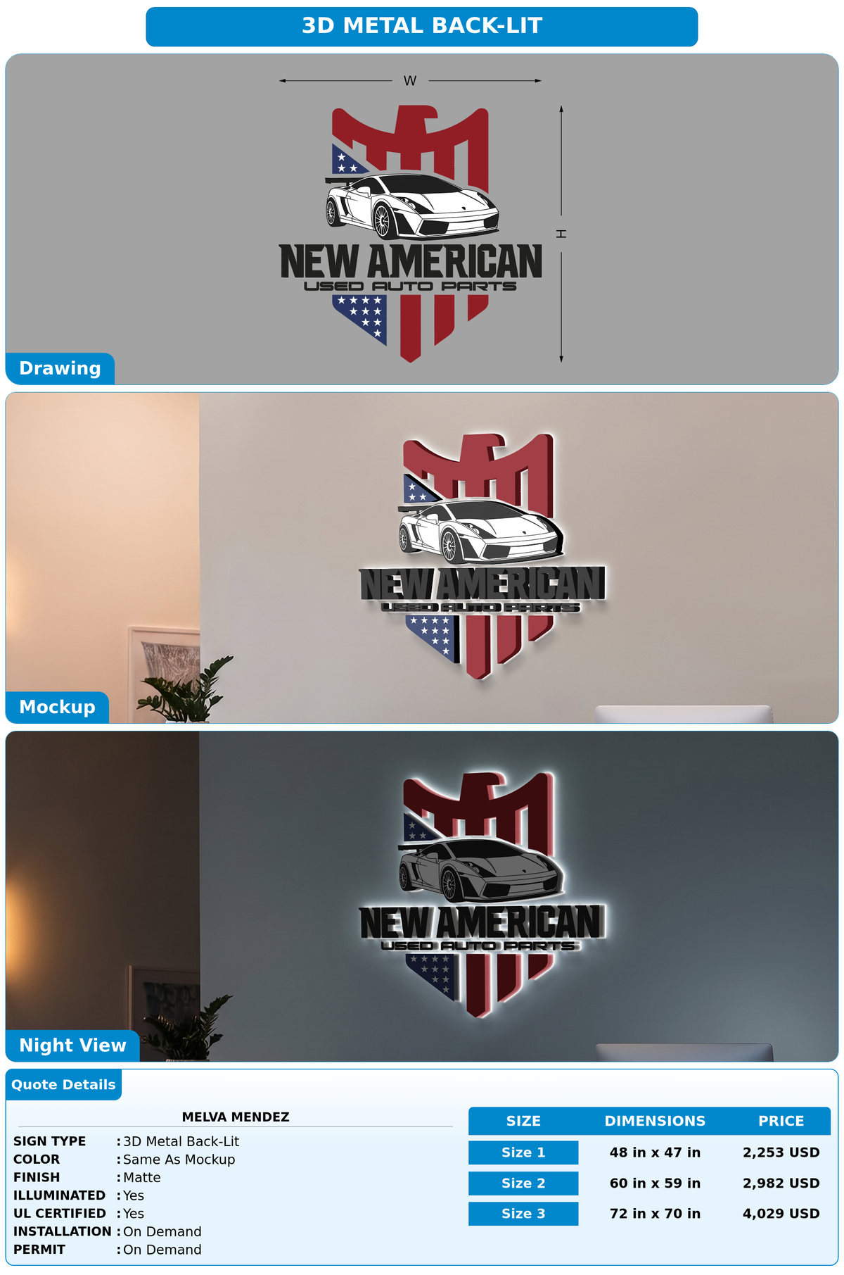CUSTOM MOCKUP SIGN FOR Melva Mendez