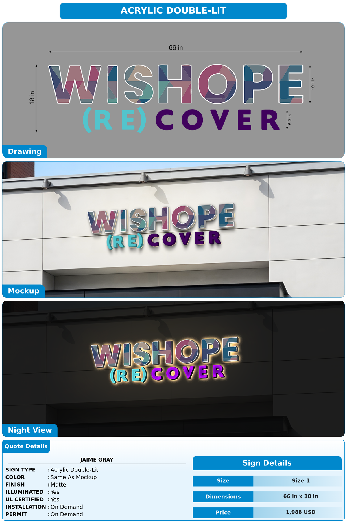 CUSTOM MOCKUP SIGN FOR Jaime Gray
