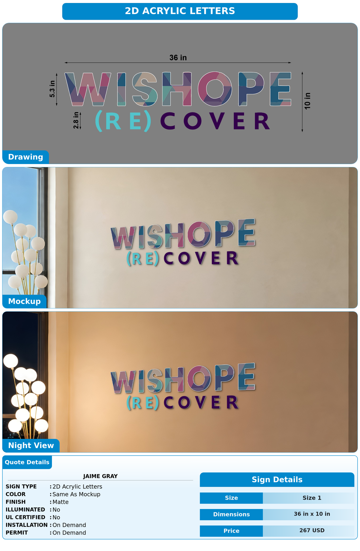 CUSTOM MOCKUP SIGN FOR Jaime Gray