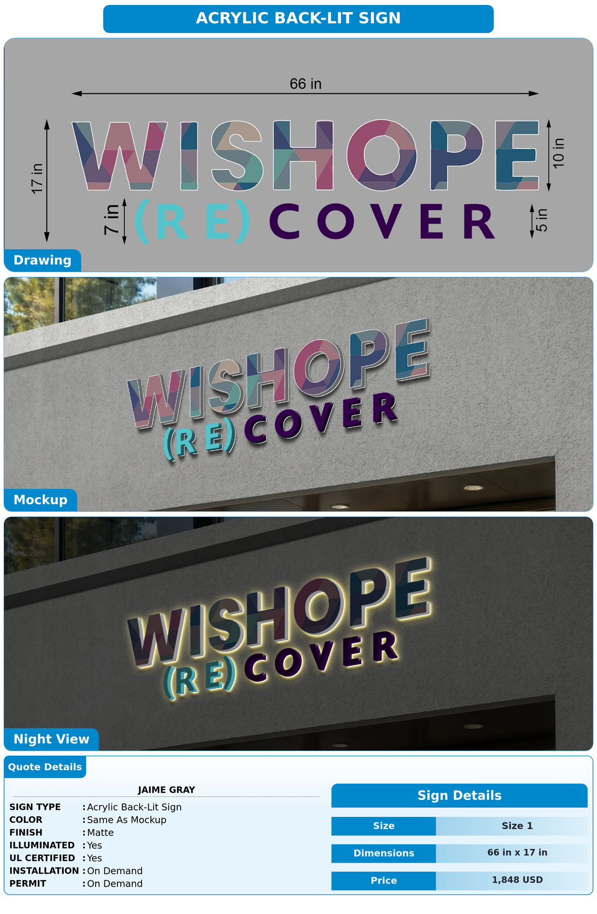 CUSTOM MOCKUP SIGN FOR Jaime Gray