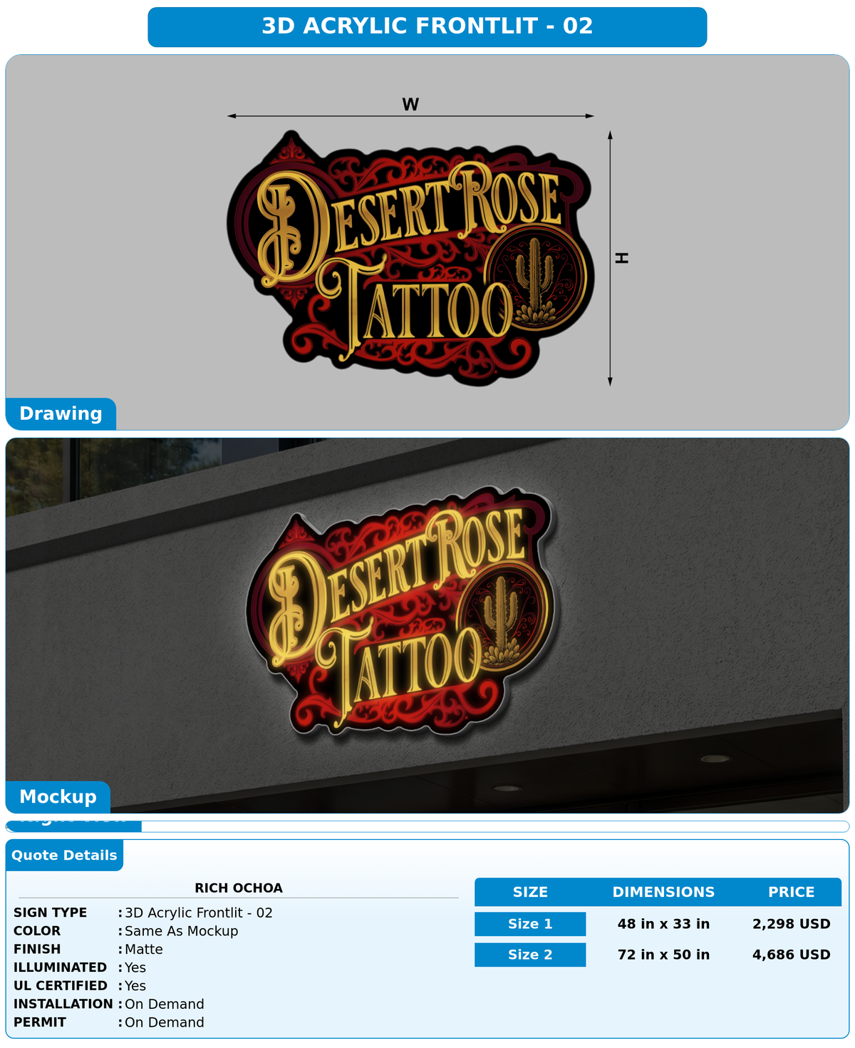 CUSTOM MOCKUP SIGN FOR Rich Ochoa