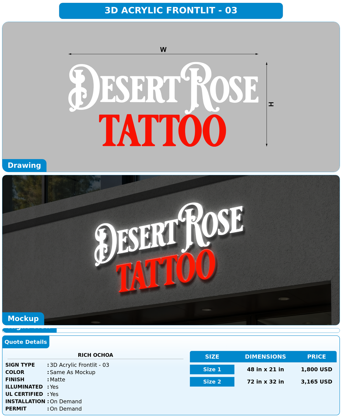 CUSTOM MOCKUP SIGN FOR Rich Ochoa
