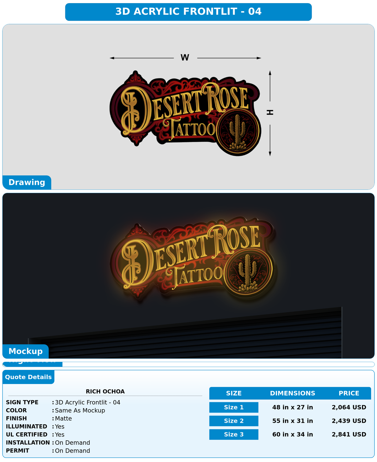 CUSTOM MOCKUP SIGN FOR Rich Ochoa