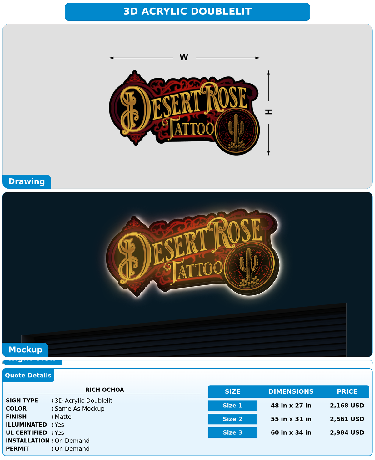 CUSTOM MOCKUP SIGN FOR Rich Ochoa