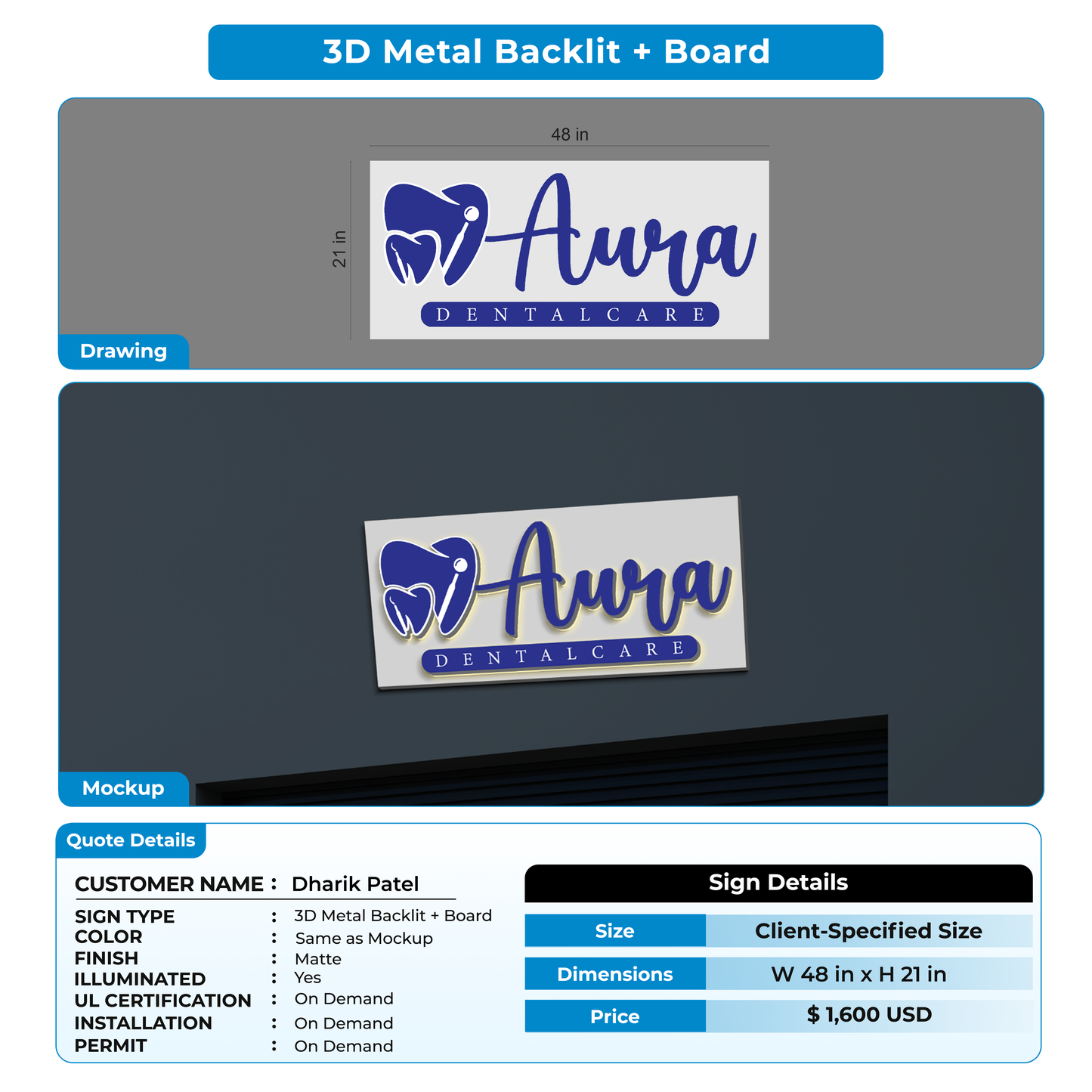 Custom Signs for Dharik Patel