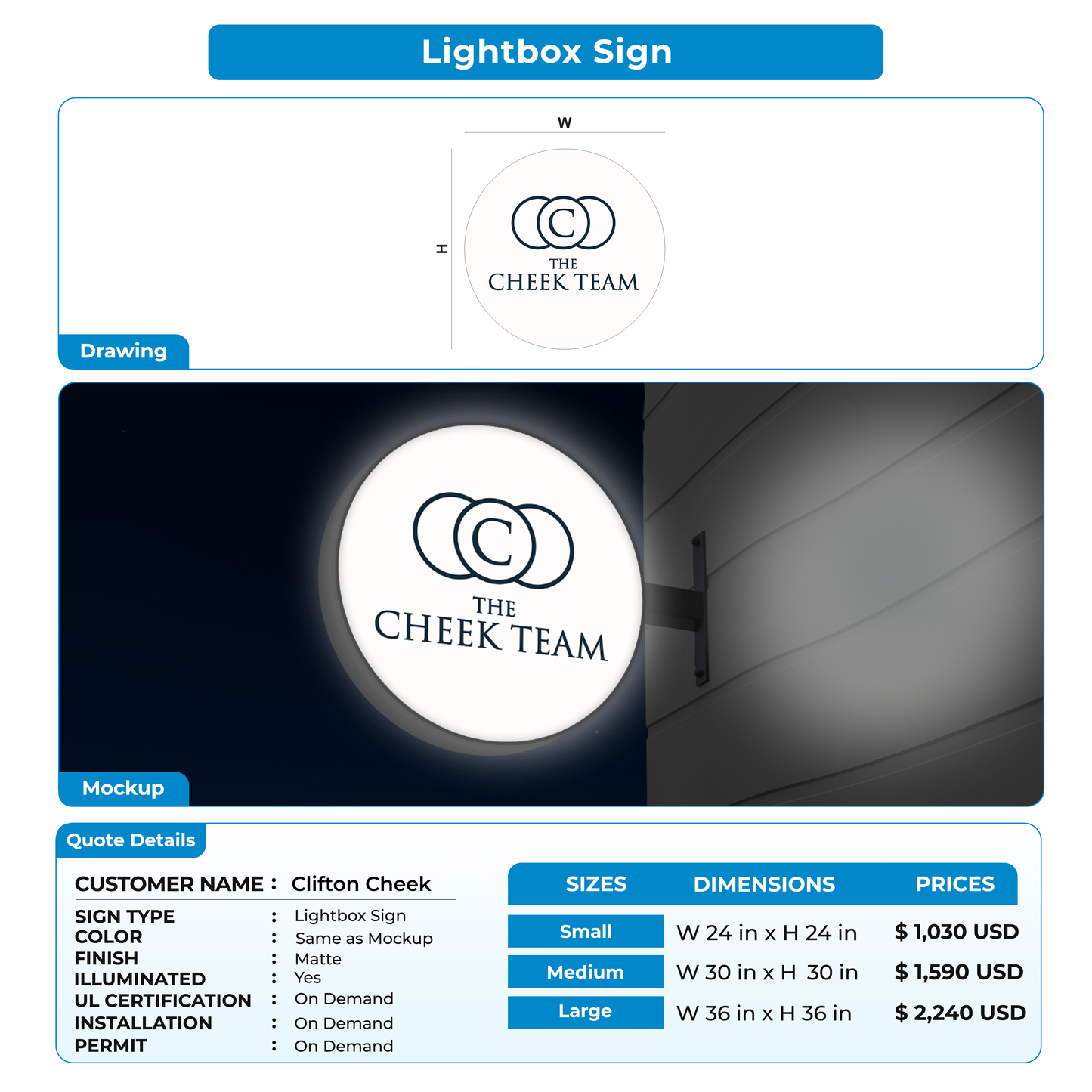 Custom Signs For Clifton Cheek