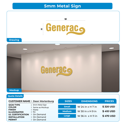 Custom Signs for Dean Wartenburg