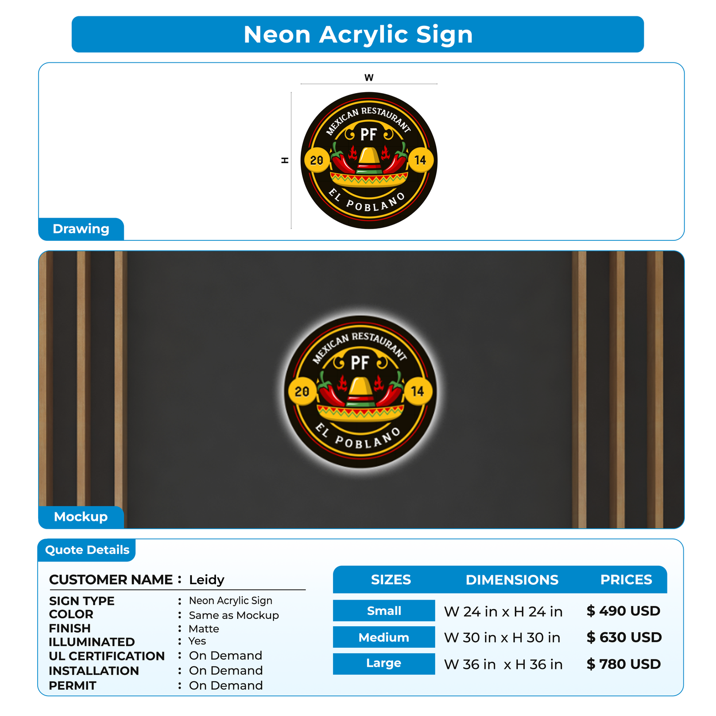 Custom Signs for Leidy