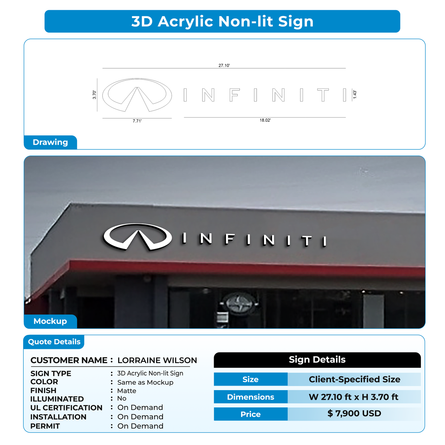 Custom Signs for LORRAINE WILSON