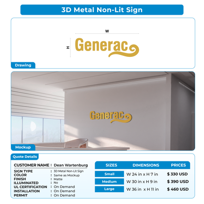Custom Signs for Dean Wartenburg