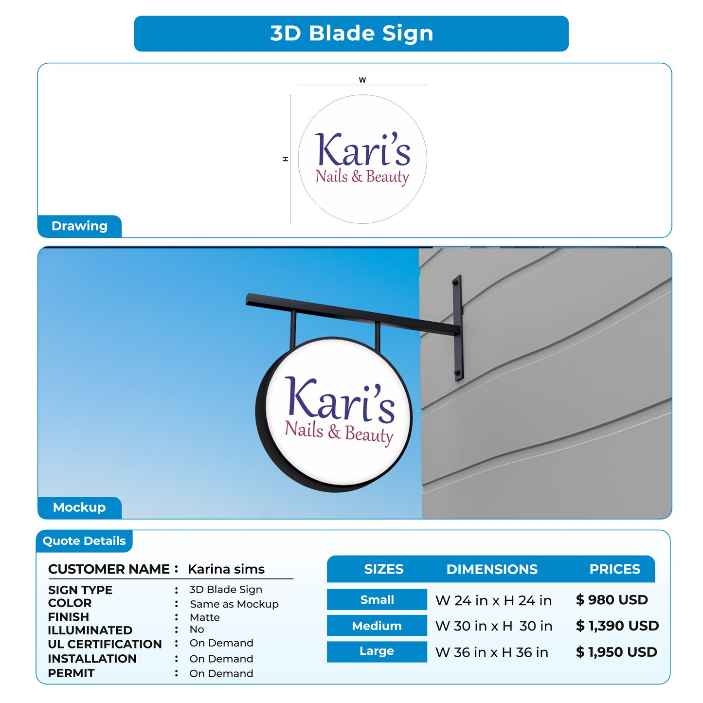 Business Signs for Karina sims
