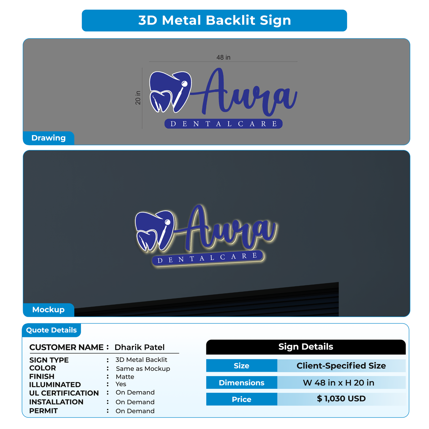 Custom Signs for Dharik Patel