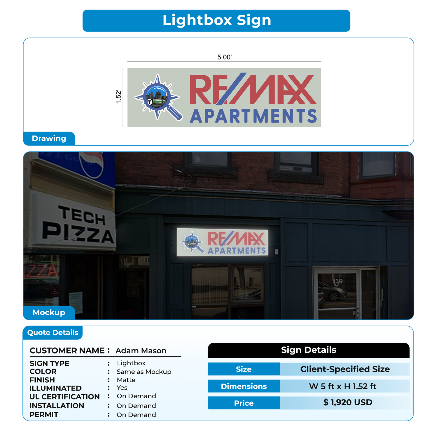 Custom Signs for Adam Mason
