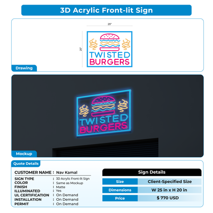 3d metal backlit sign for Nav Kamal