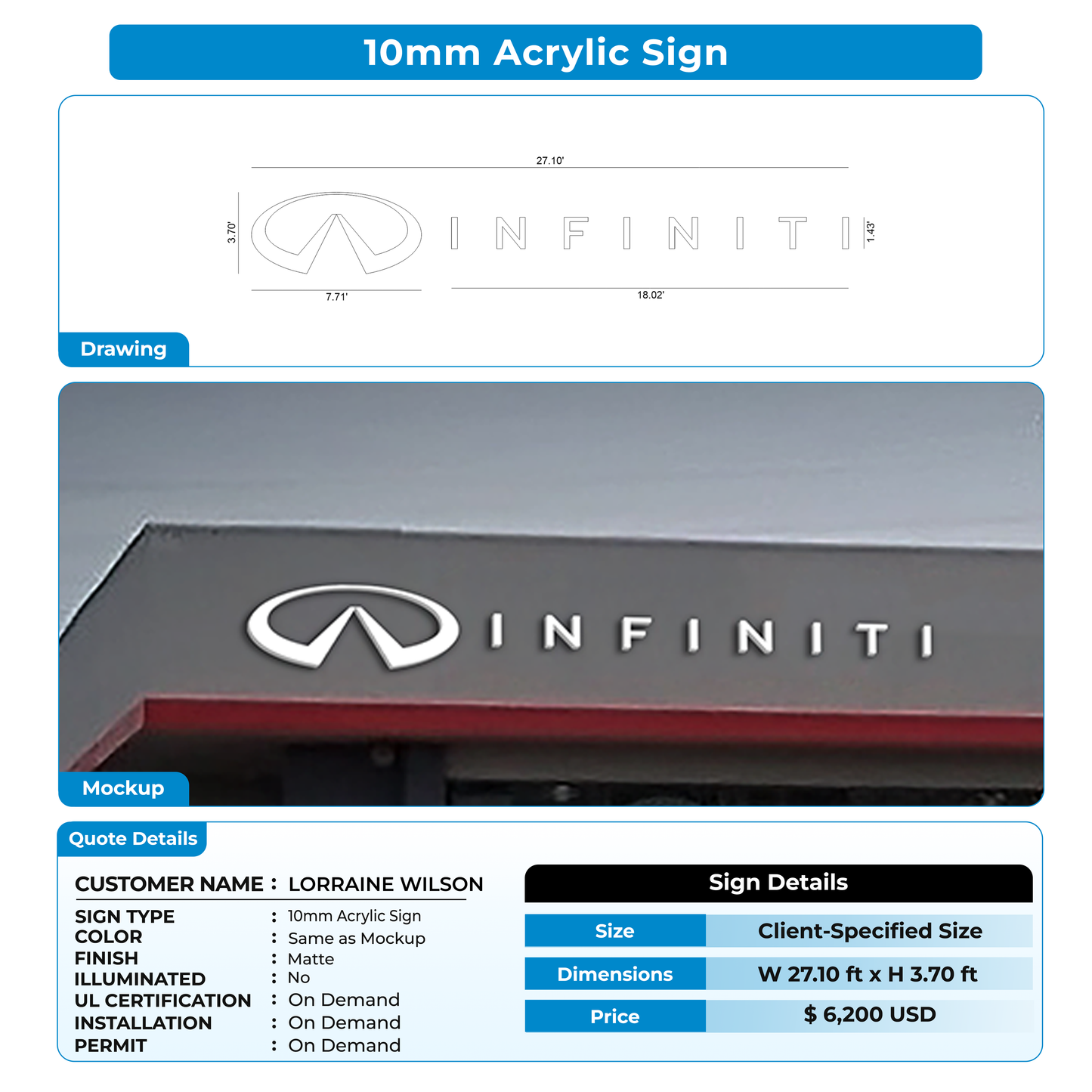 Custom Signs for LORRAINE WILSON