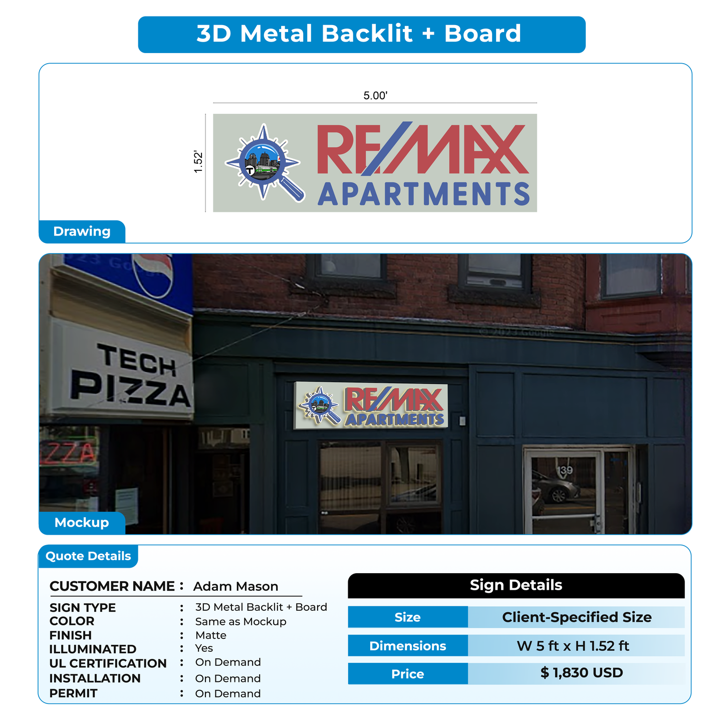 Custom Signs for Adam Mason