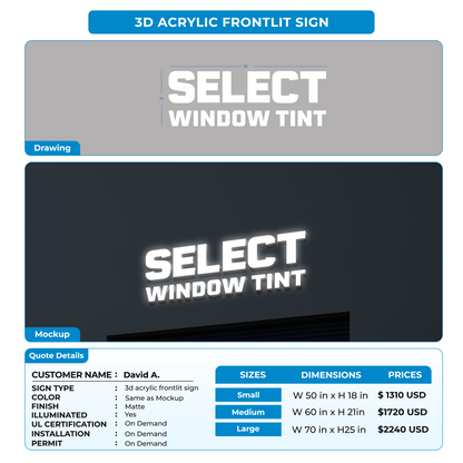 CUSTOM SIGNS FOR David A.