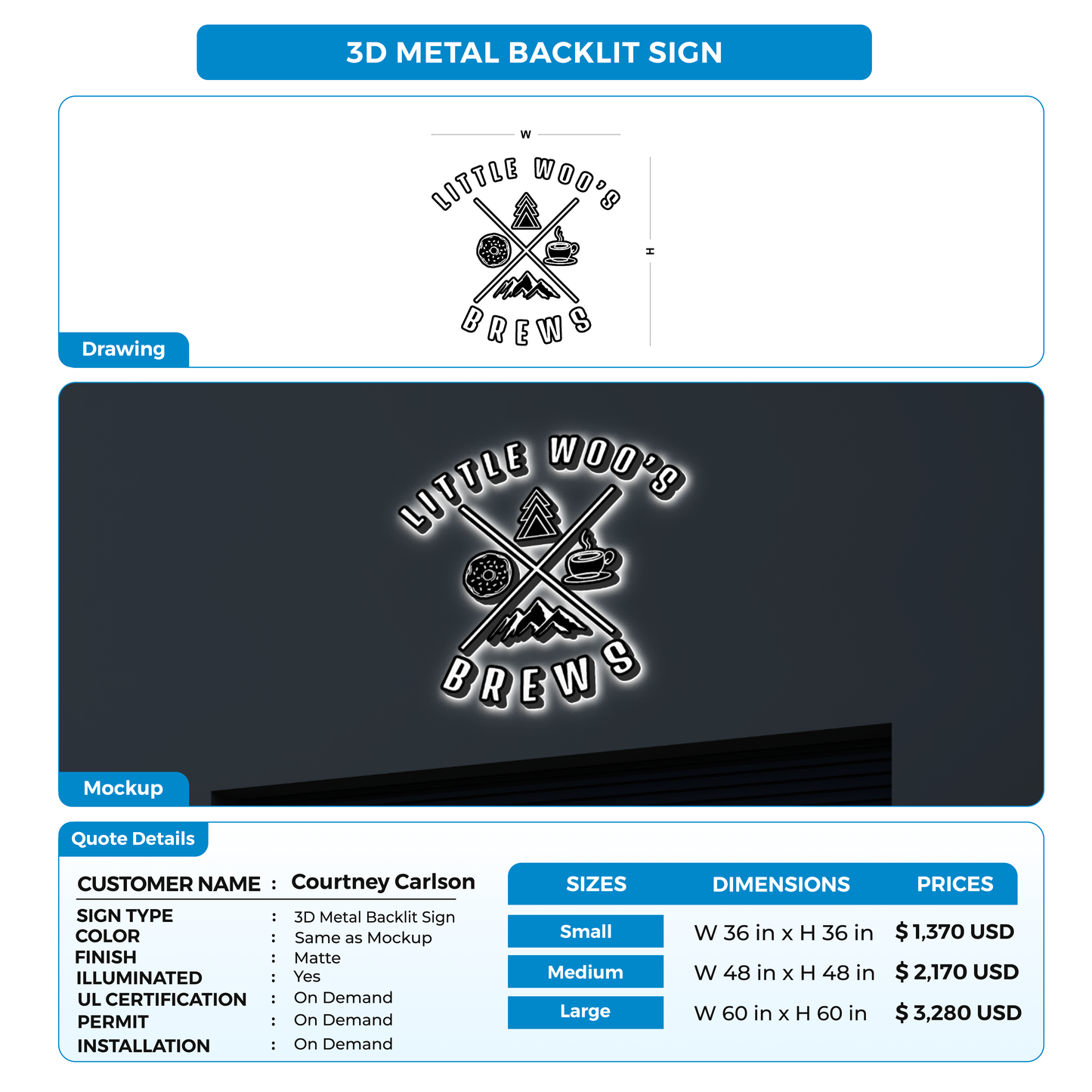 Business signage for Courtney Carlson