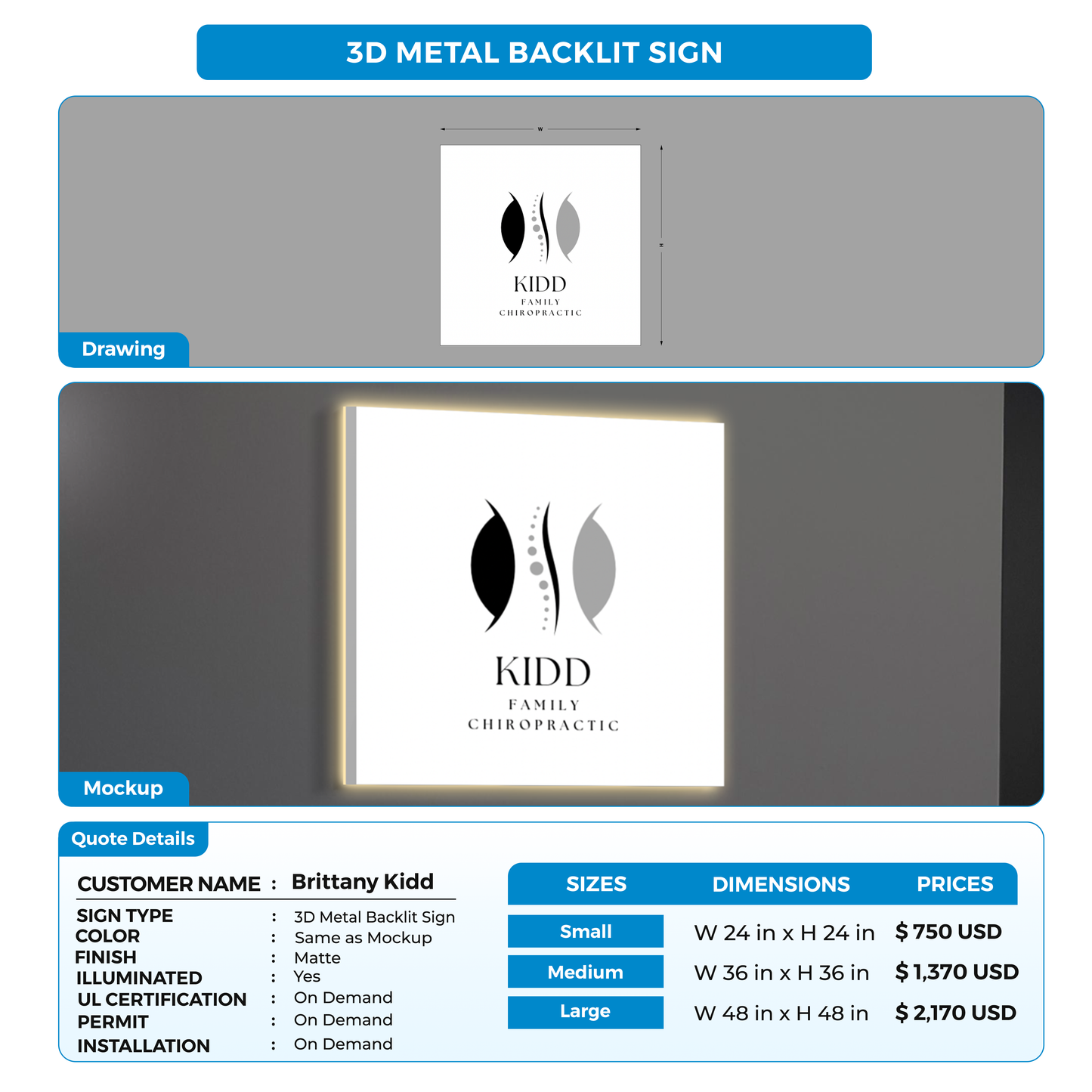 Business signage for Brittany Kidd