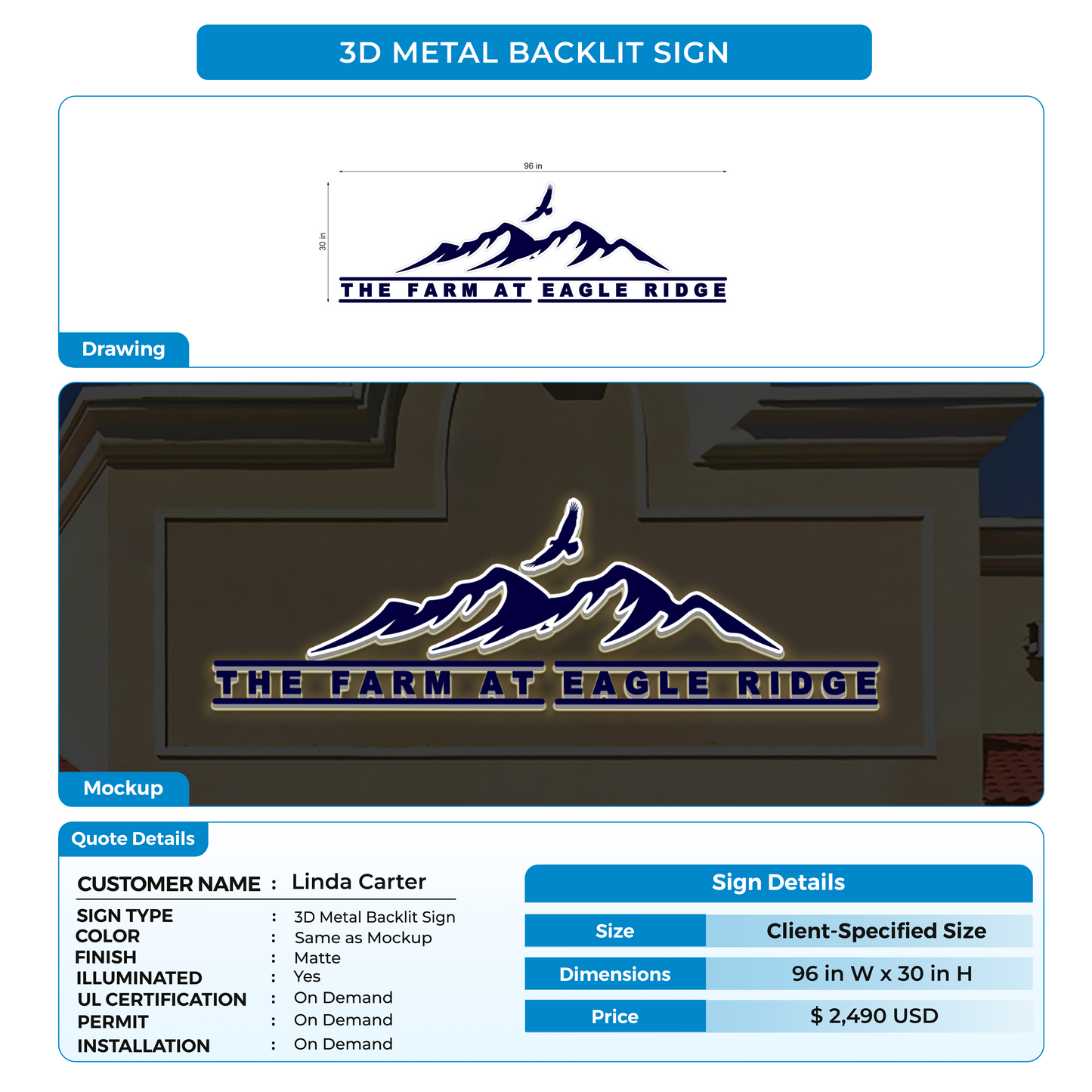 Custom signs for Linda Carter