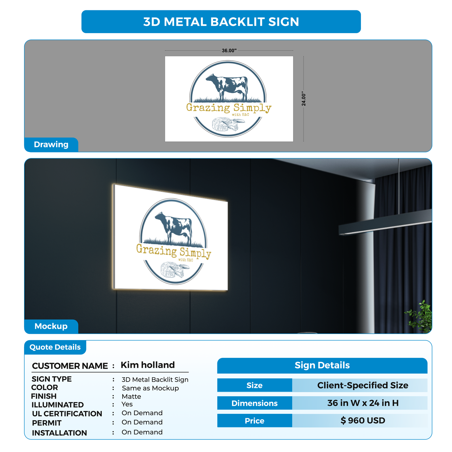Business signage for Kim holland