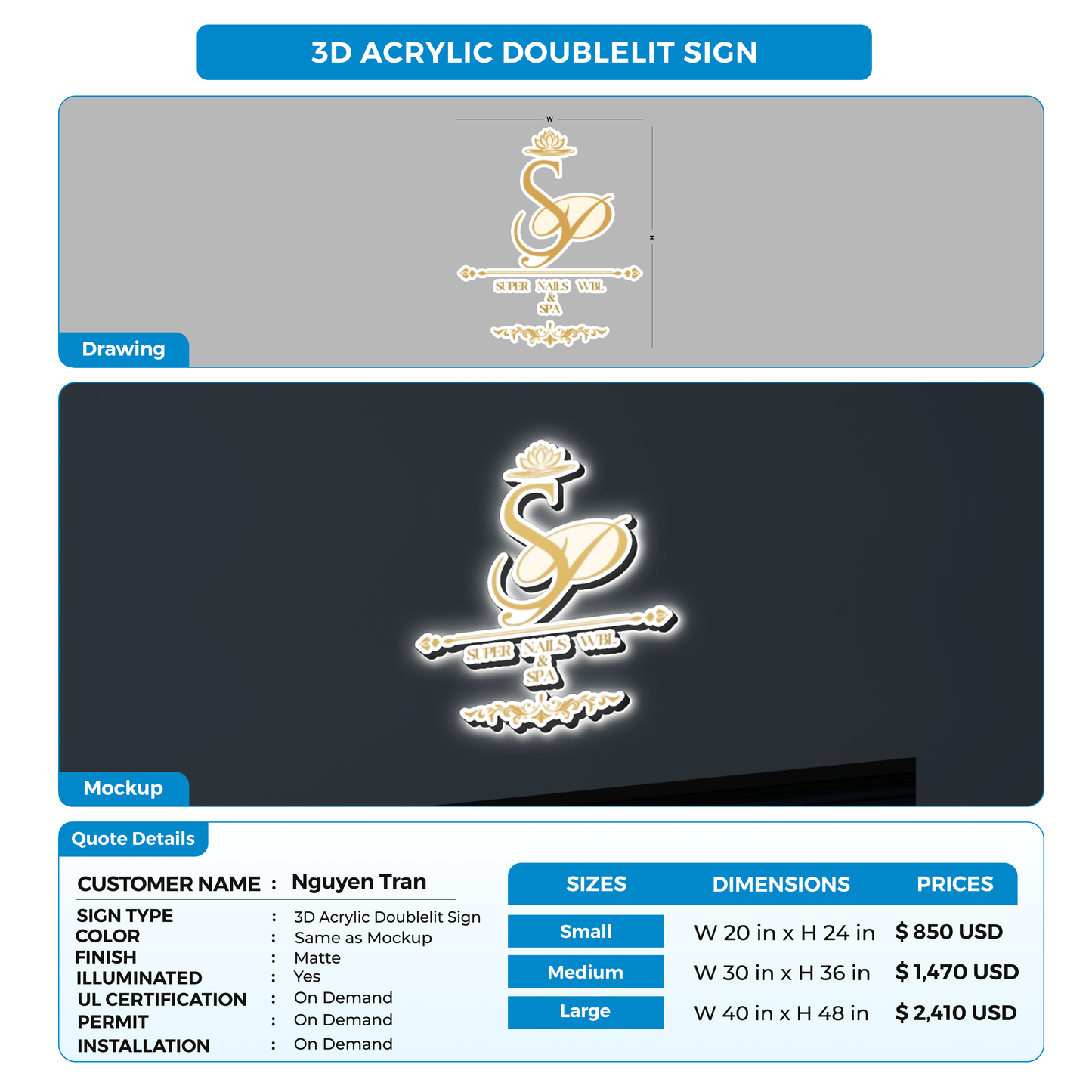Business signage for Nguyen Tran