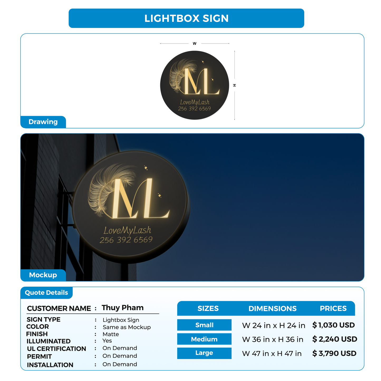 Business signage for Thuy Pham