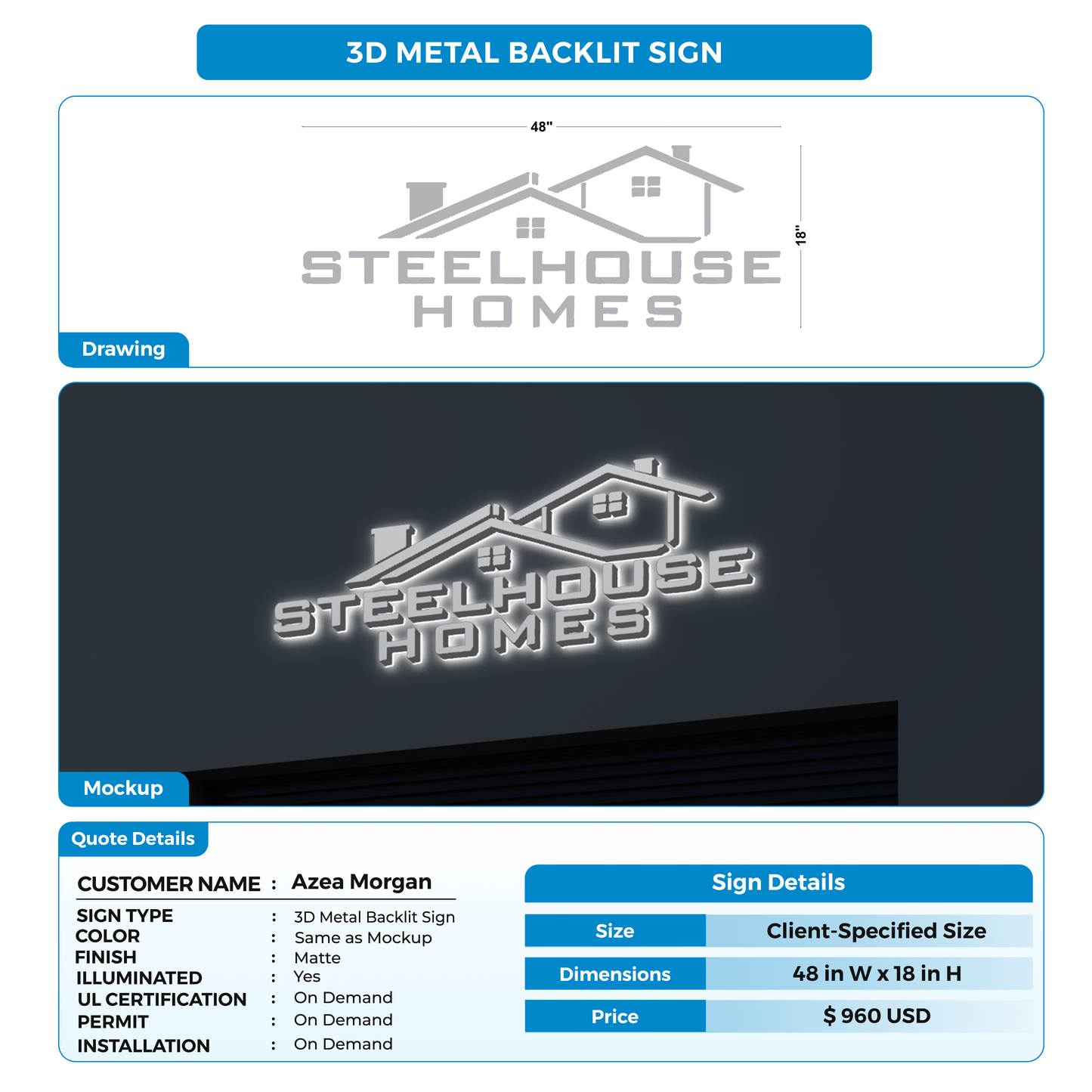 Business signage for Azea Morgan