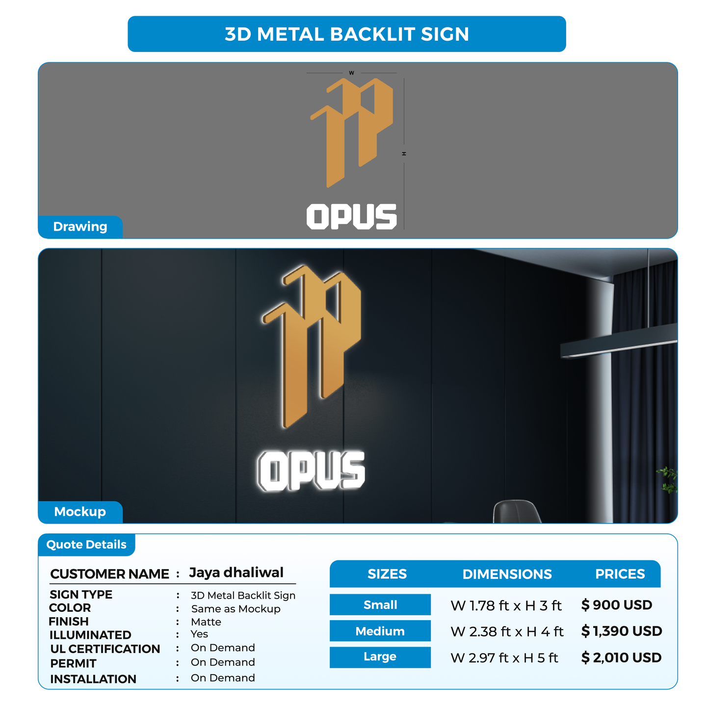 Business signage for Jaya dhaliwal