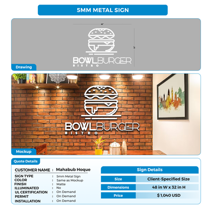 5mm metal sign for Mahabub Hoque