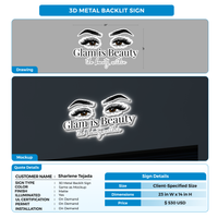 3D metal backlit sign for Sharlene Tejada