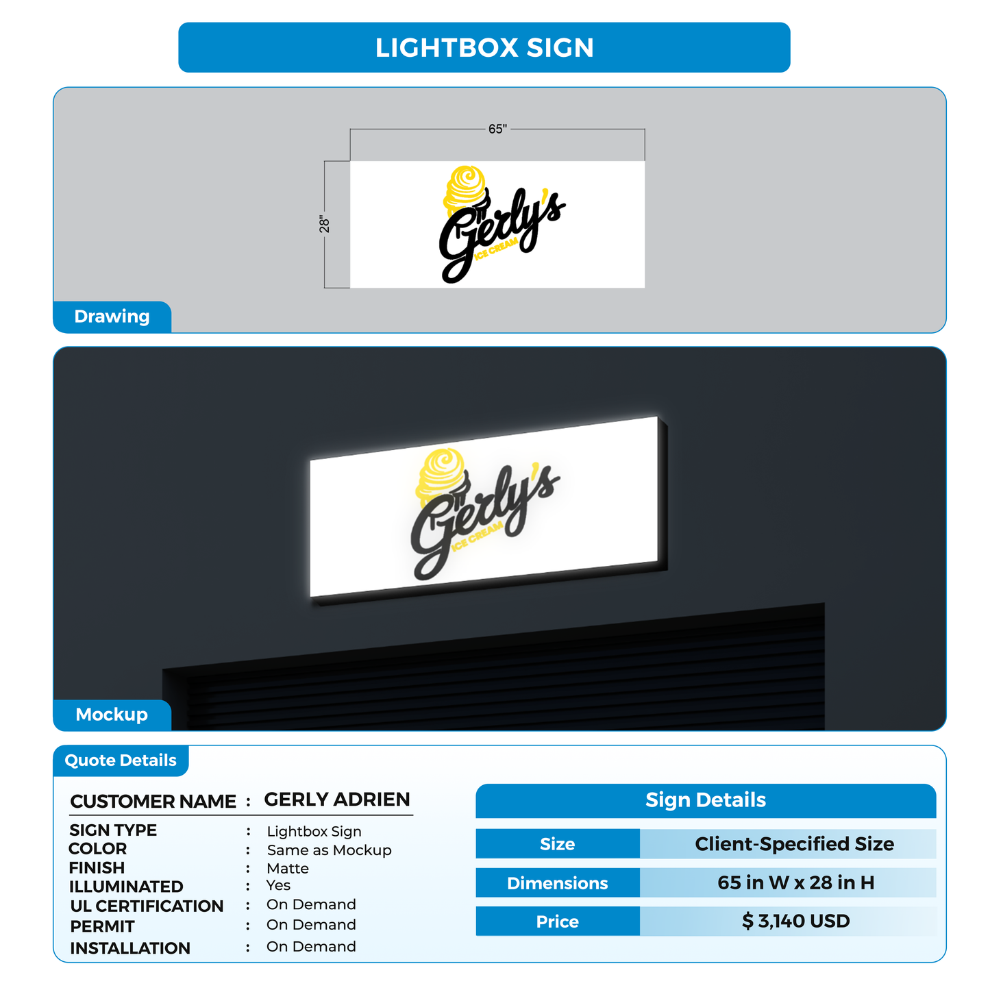 Lightbox Sign for GERLY ADRIEN