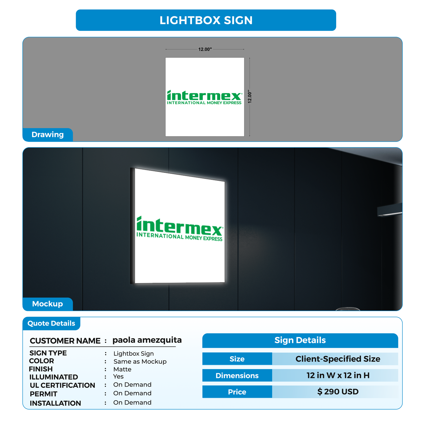 Lightbox Sign For paola amezquita