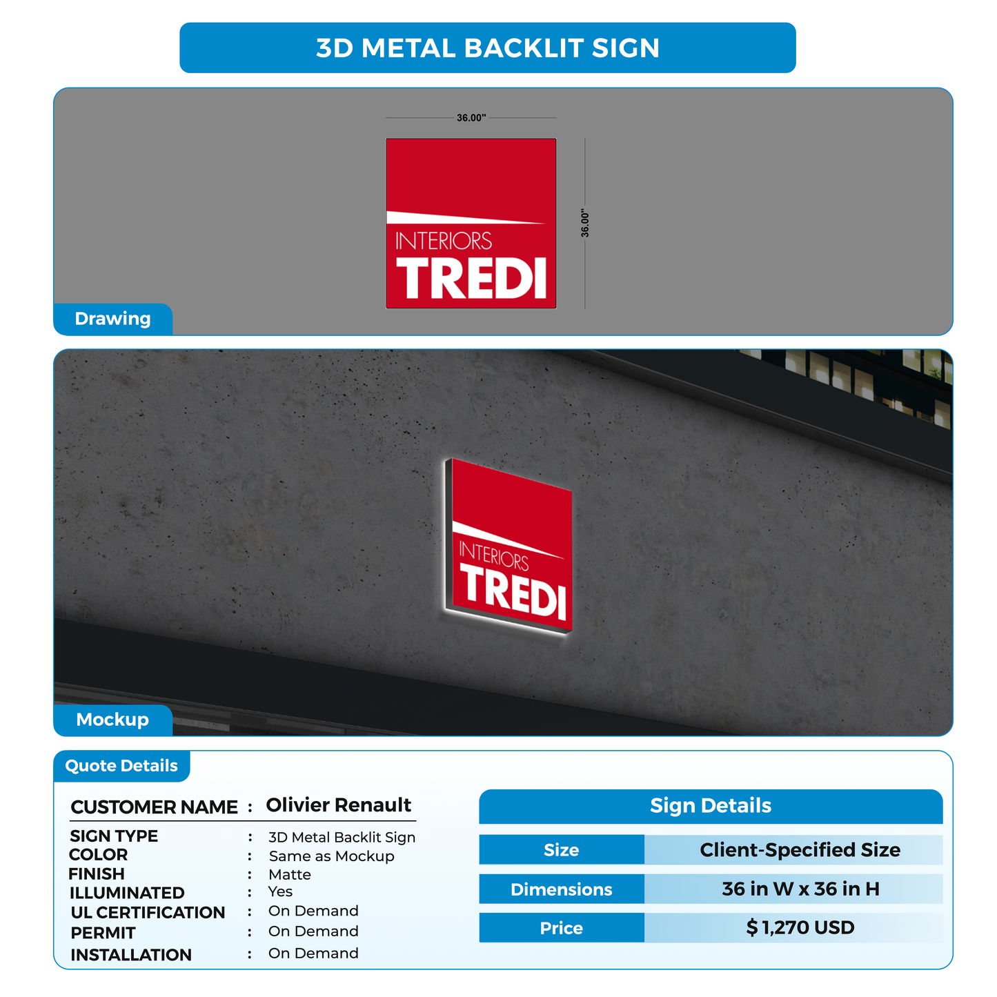 custom signs for Olivier Renault
