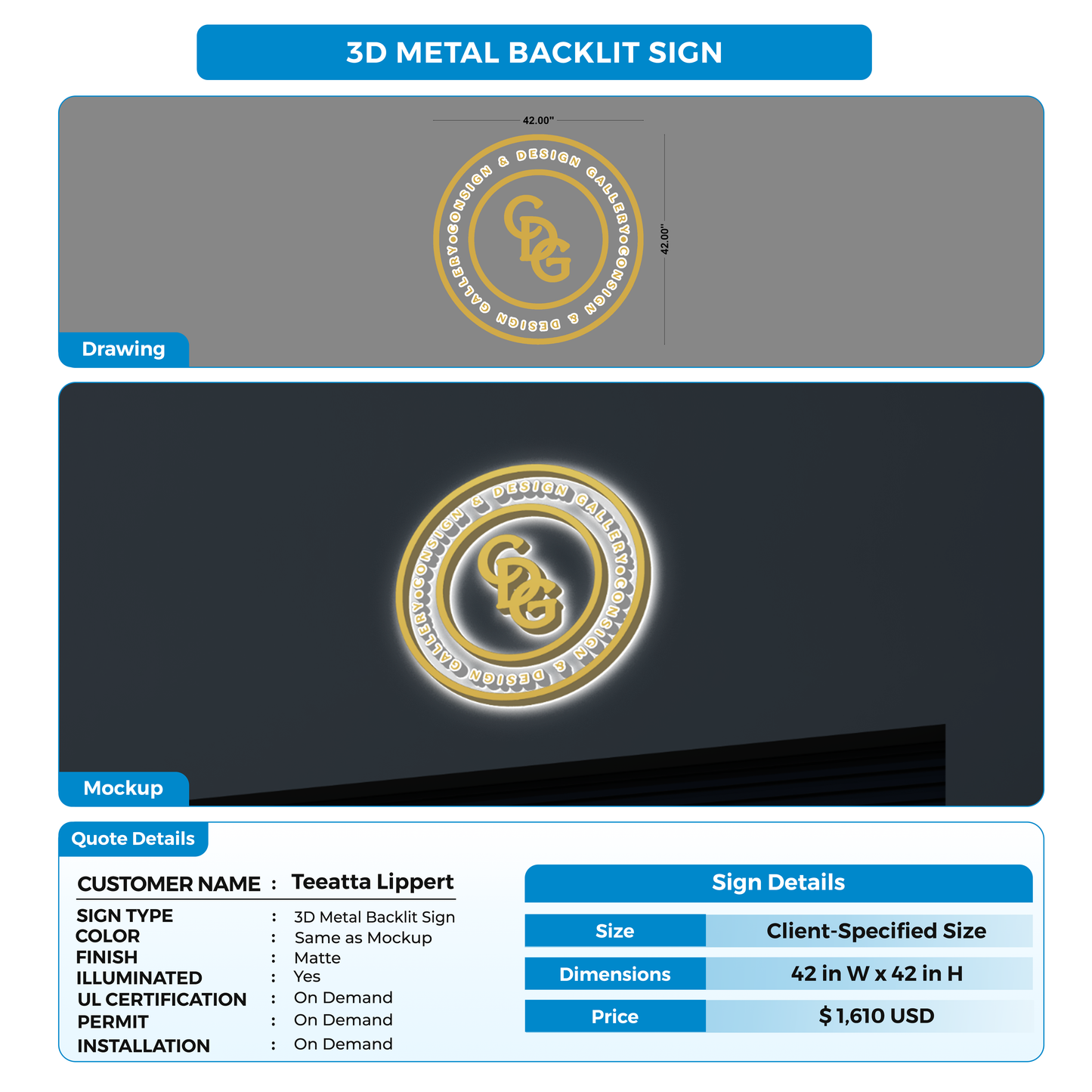Business signage for Teeatta Lippert