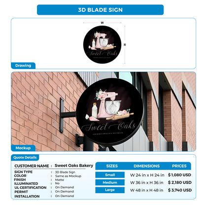 Business signage for Sweet Oaks Bakery