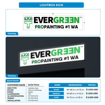 Business signage for Javier Pena