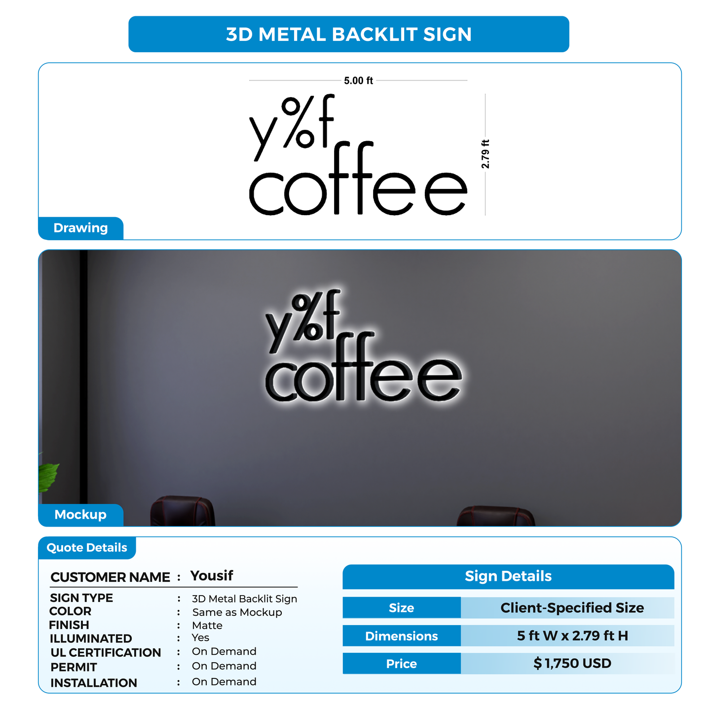 custom signs for Yousif