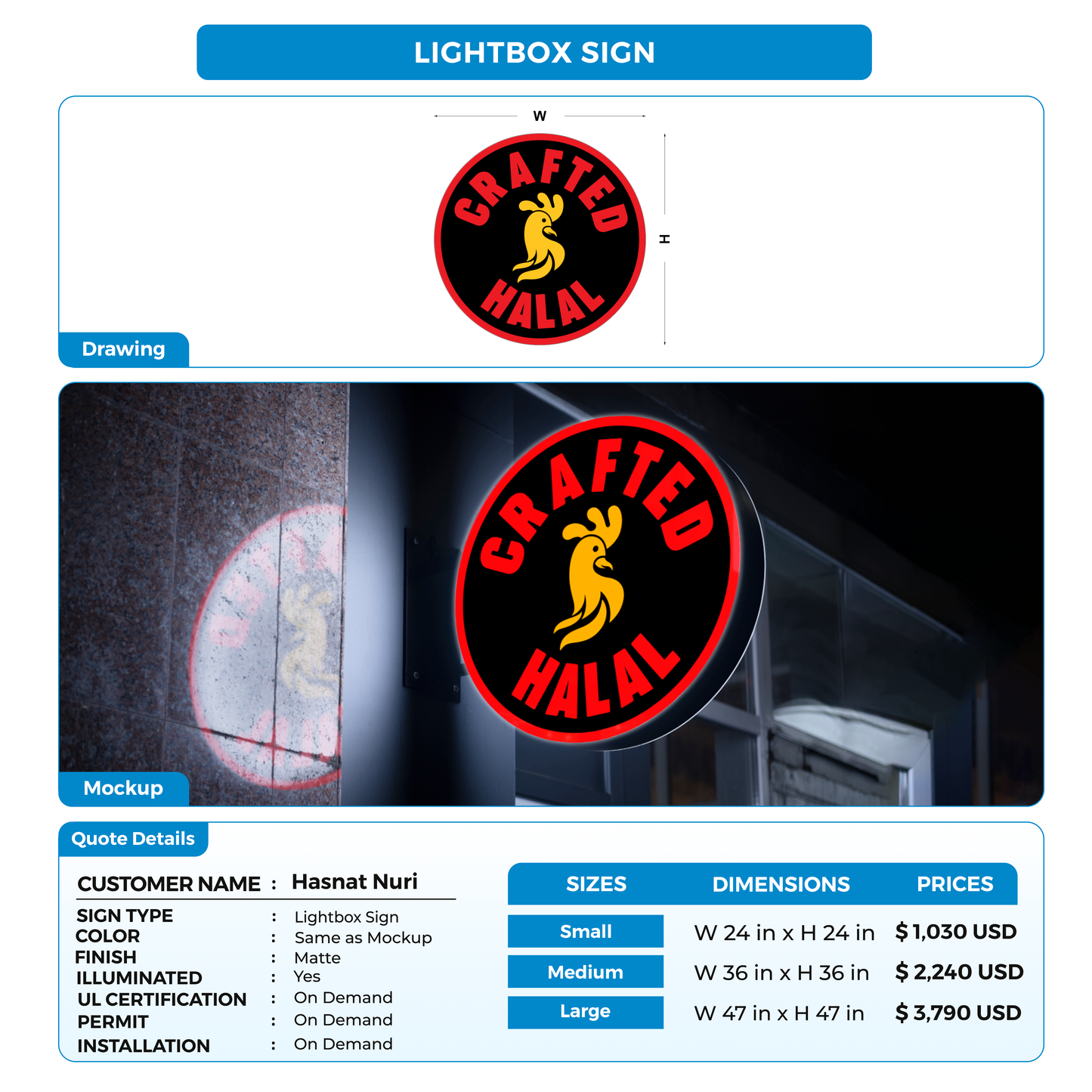 Lightbox Sign for Hasnat Nuri