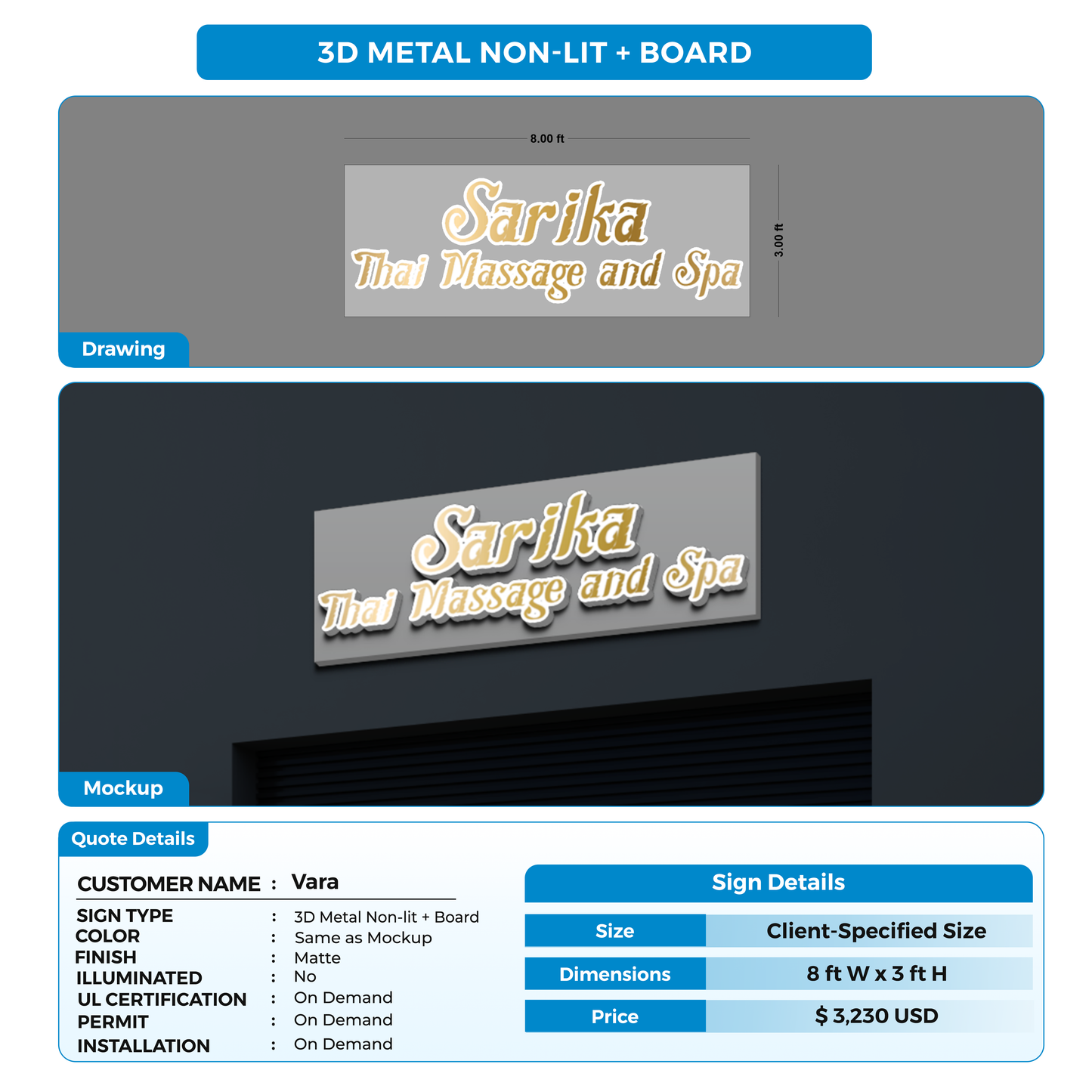 CUSTOM MOCKUP SIGN FOR Vara