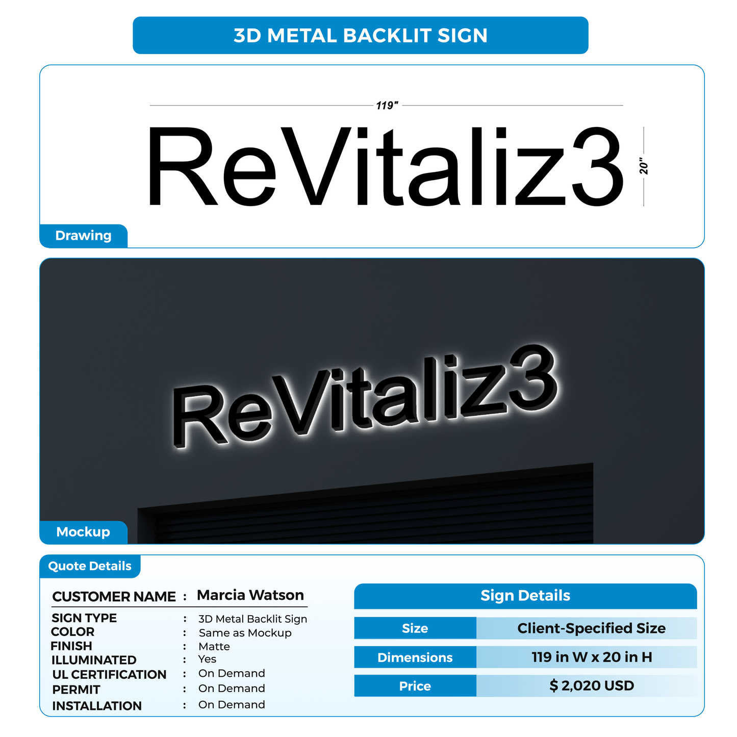 Business signage for Marcia Watson