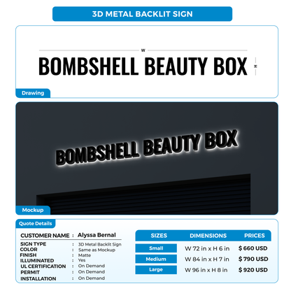 Business signage for Alyssa Bernal
