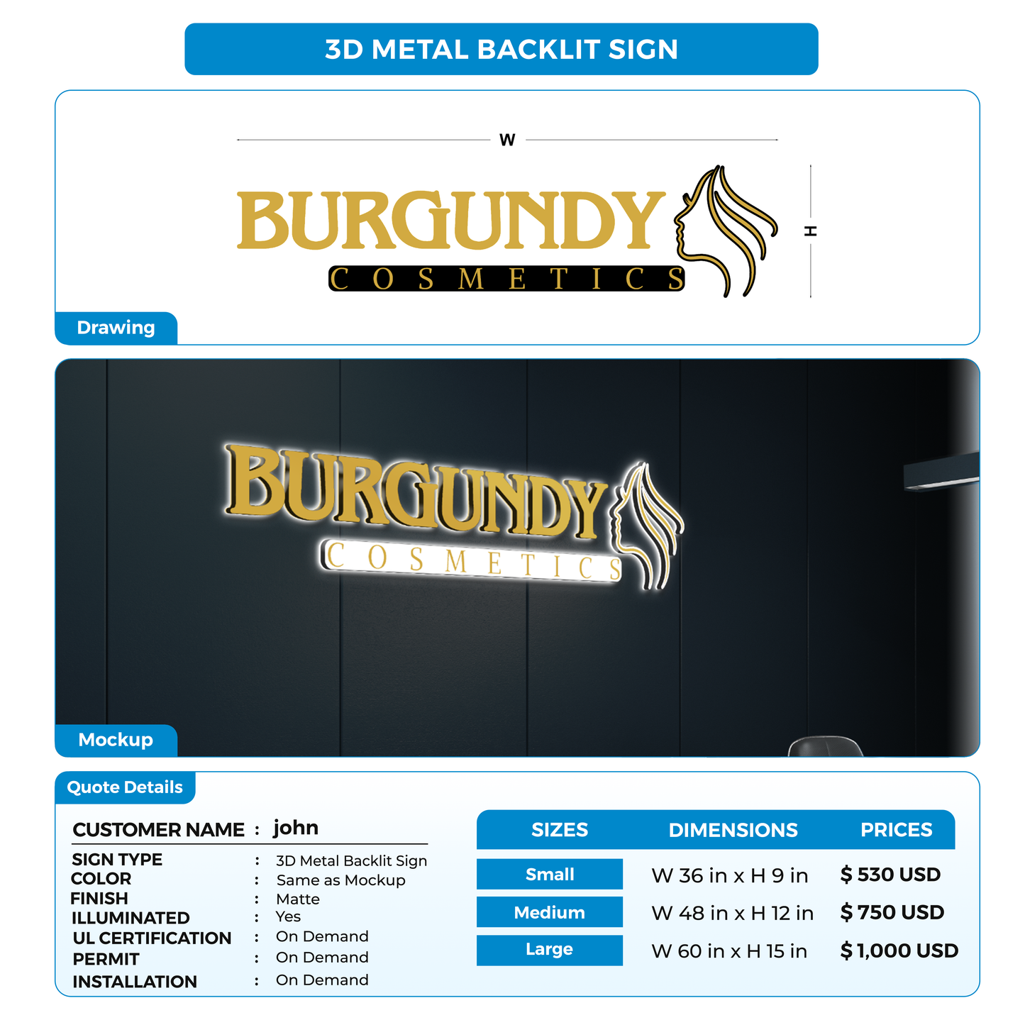 Business signage for john