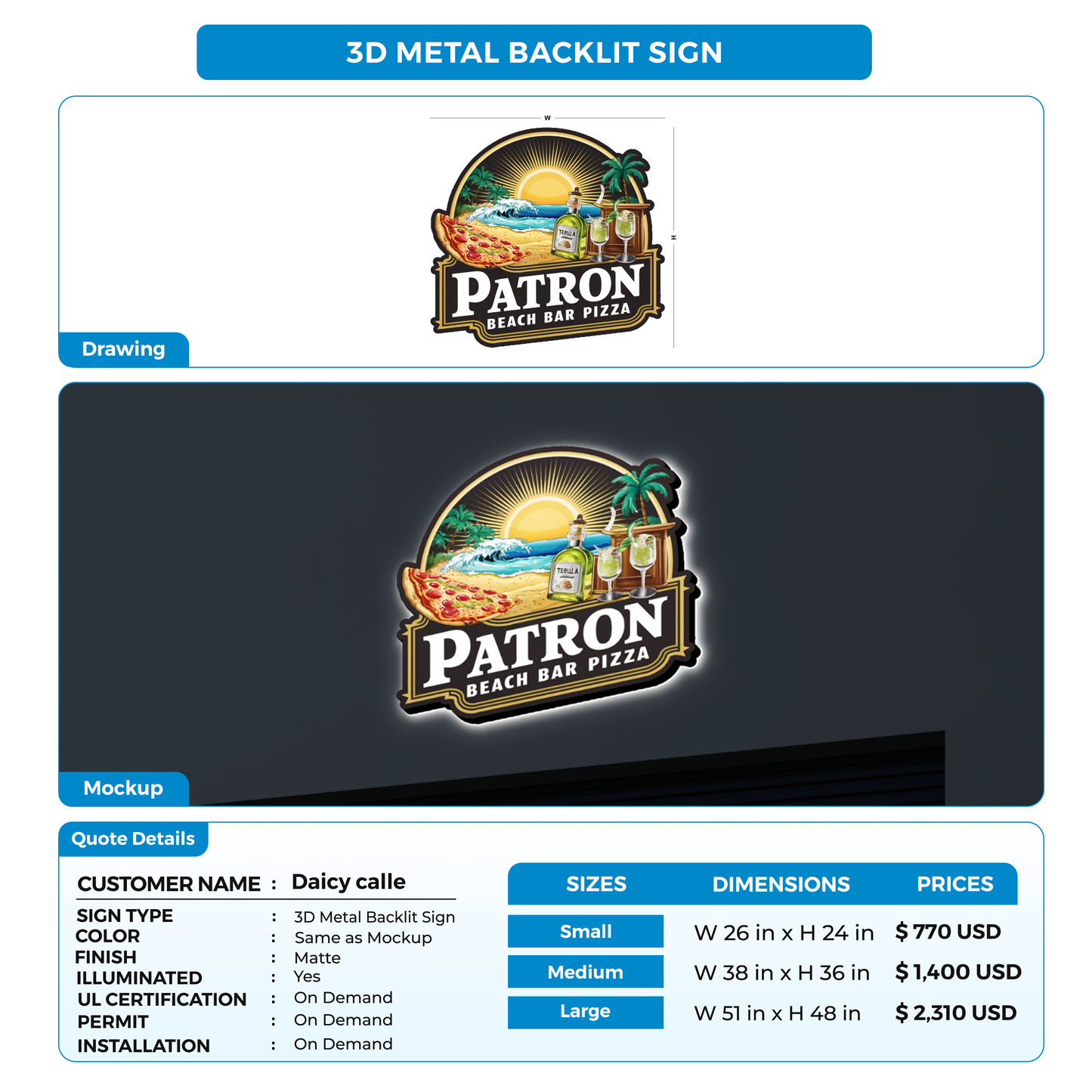 Business signage for Daicy calle