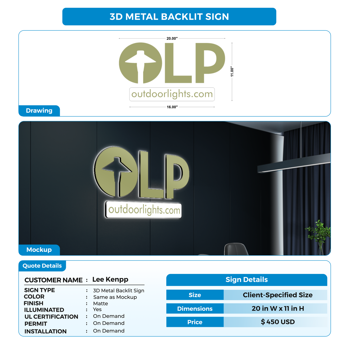 Business signage for Lee Kenpp