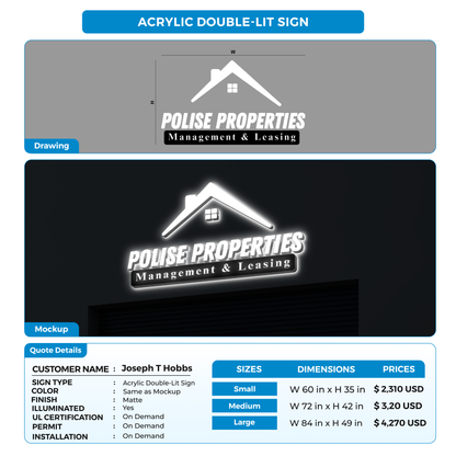 Acrylic Double-lit Sign for Joseph T Hobbs