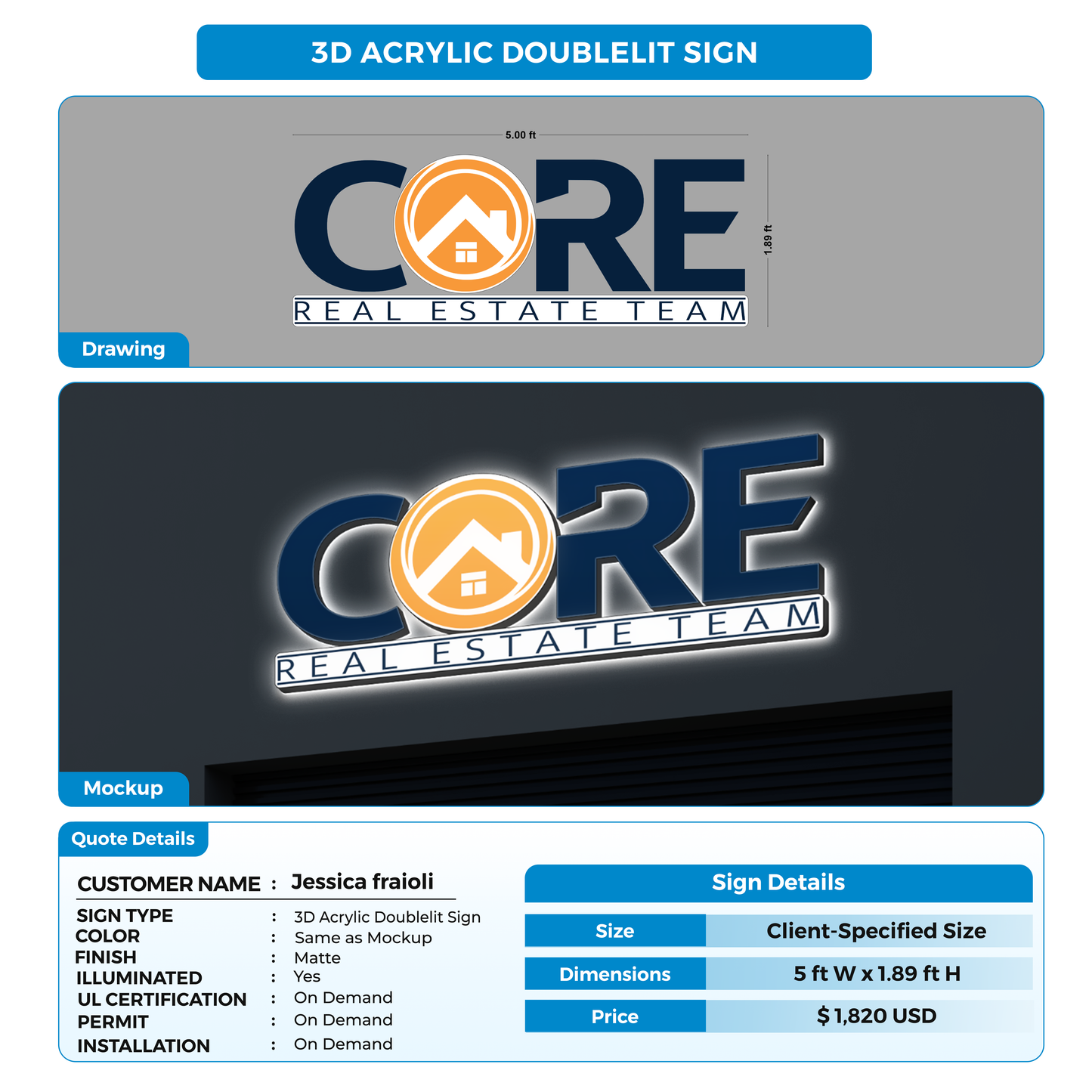 Business signage for Jessica fraioli