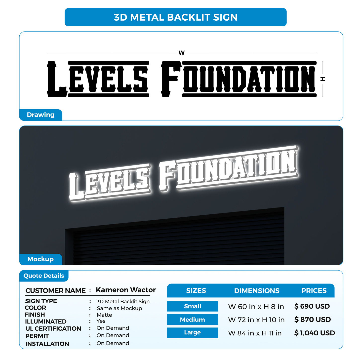 Business signage for Kameron Wactor