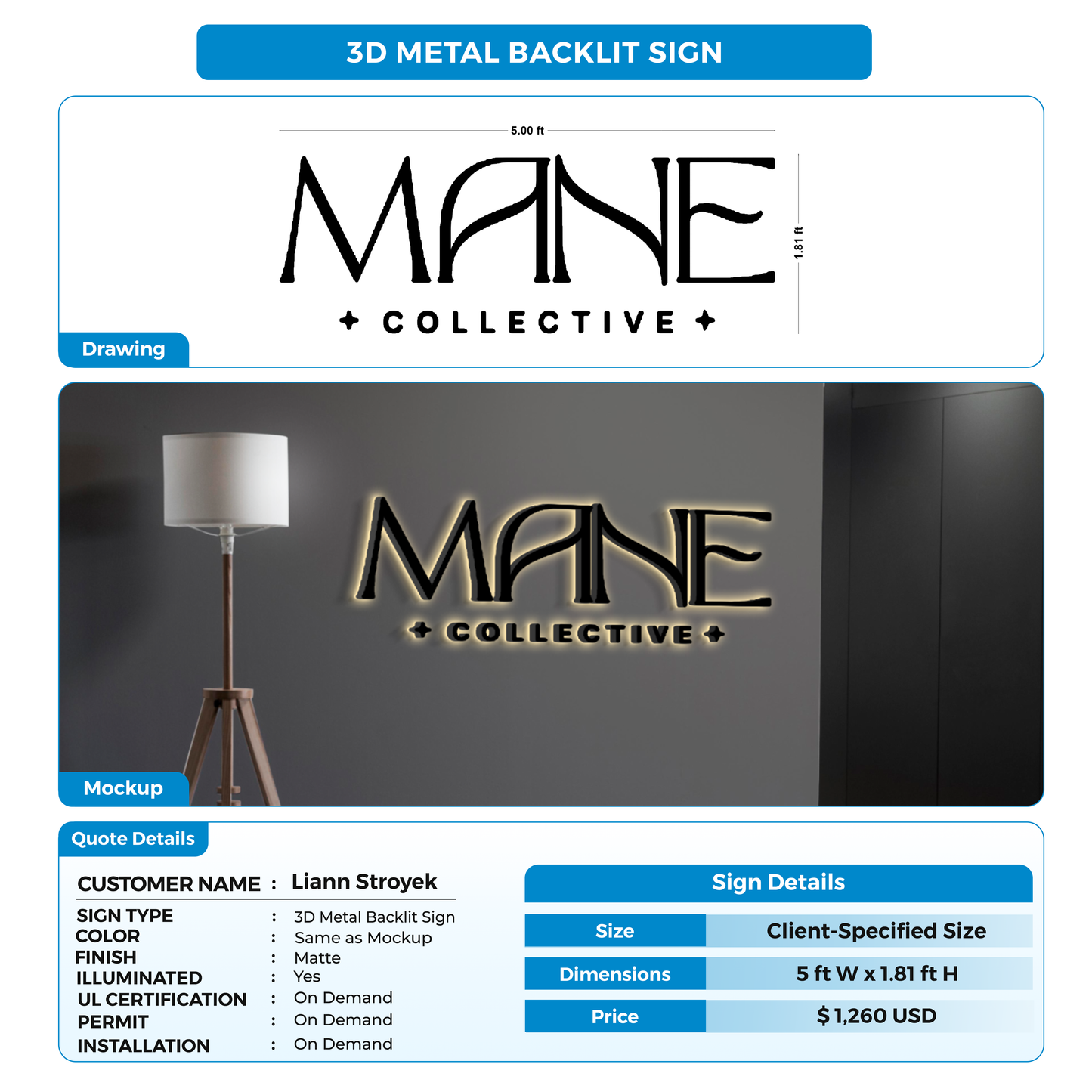 Business signage for Liann Stroyek