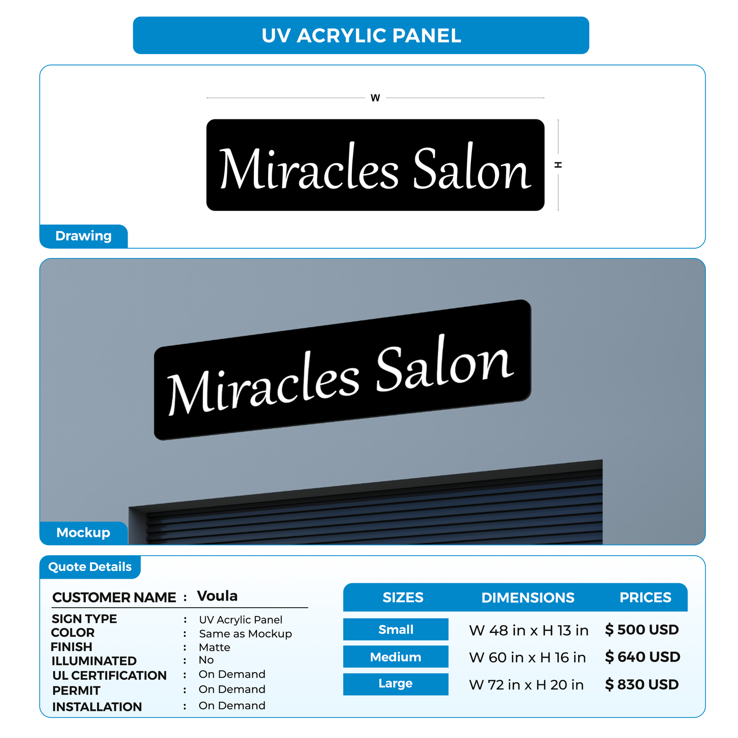 UV Acrylic Panel for Voula
